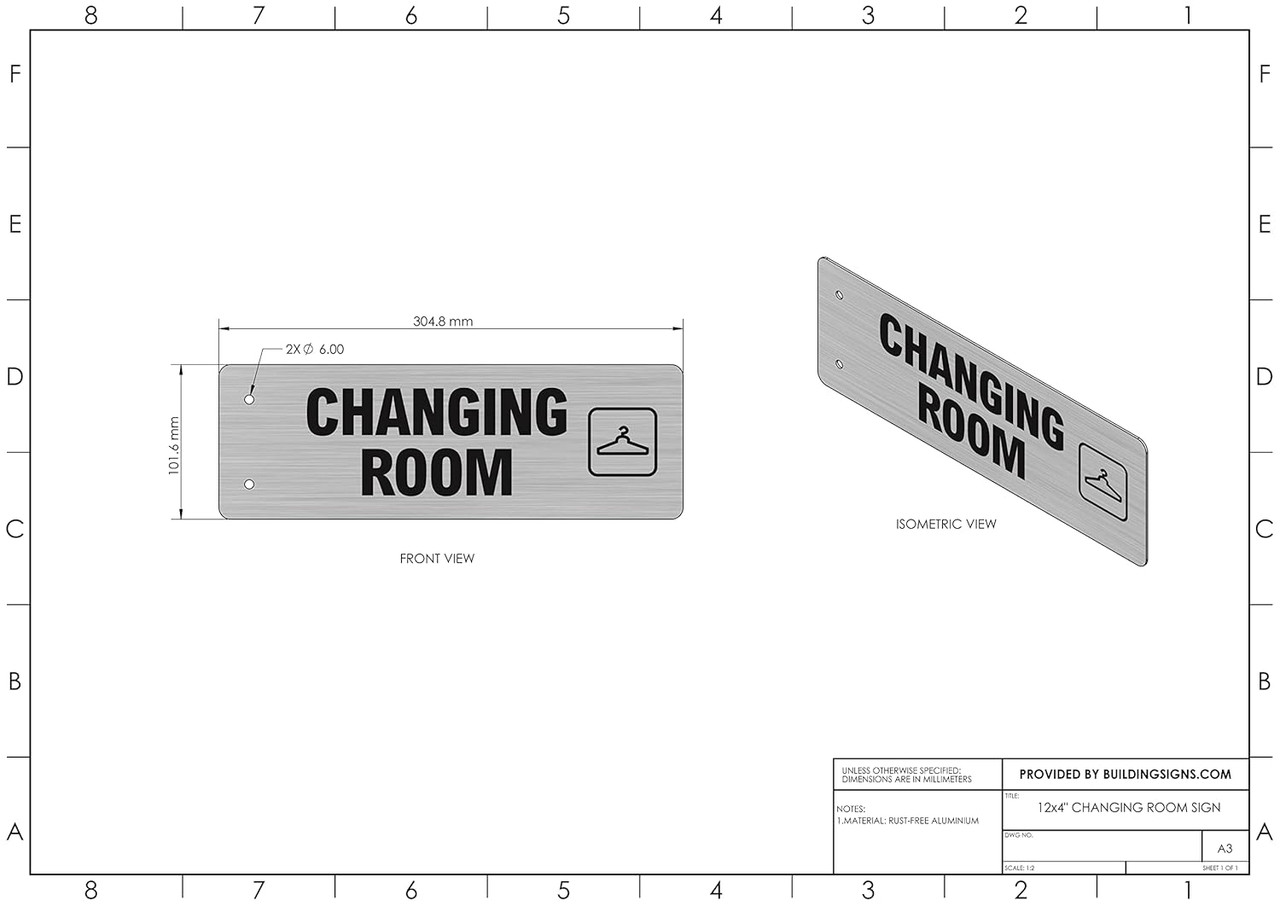 Changing Room Sign -Two-Sided/Double Sided Projecting, Corridor and ...