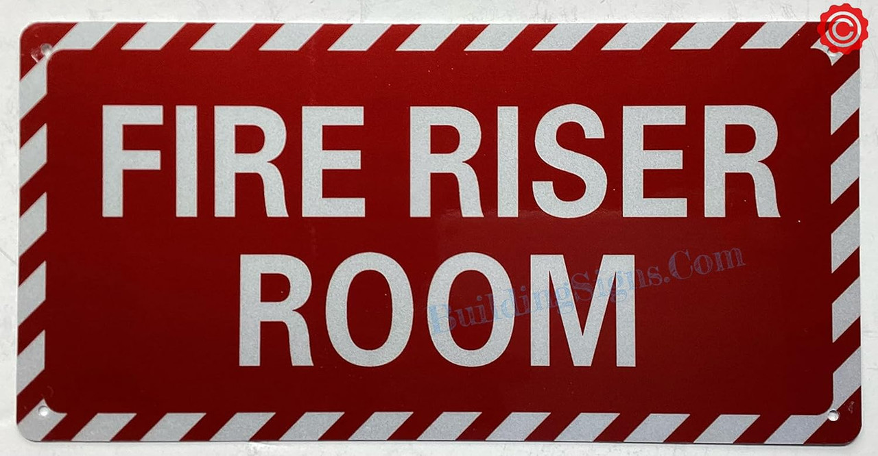 Fire Riser Marking FIRE RISER ROOM SIGN (RED REFLECTIVE. 6X12 INCH,HEAVY DUTY, RUST FREE ...