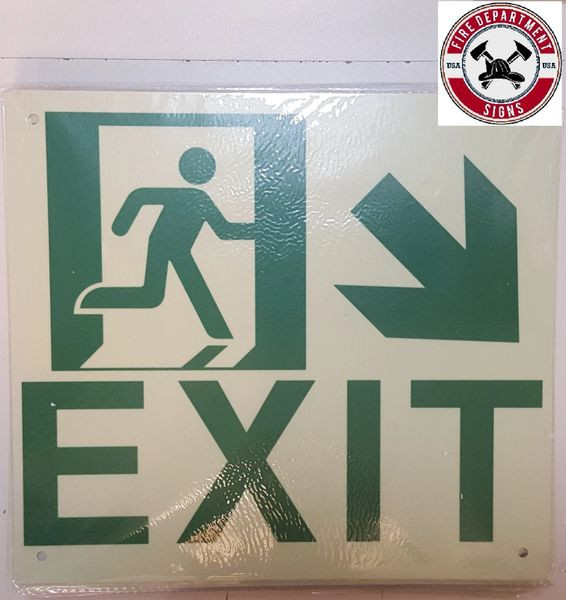PHOTOLUMINESCENT EXIT SIGN HEAVY DUTY / GLOW IN THE DARK