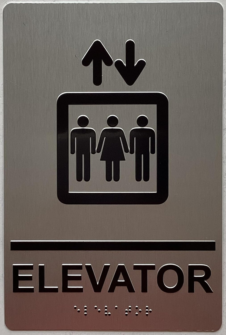 ELEVATOR SIGN Raised letters, Raised Image & Grade 2 Braille - Includes ...