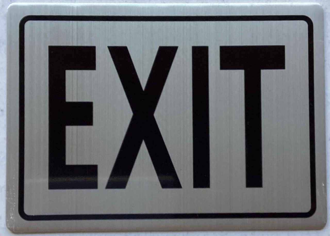 EXIT SIGN (SILVER,ALUMINIUM, DOUBLE SIDED TAPE, SIZE 5X7 INCH)