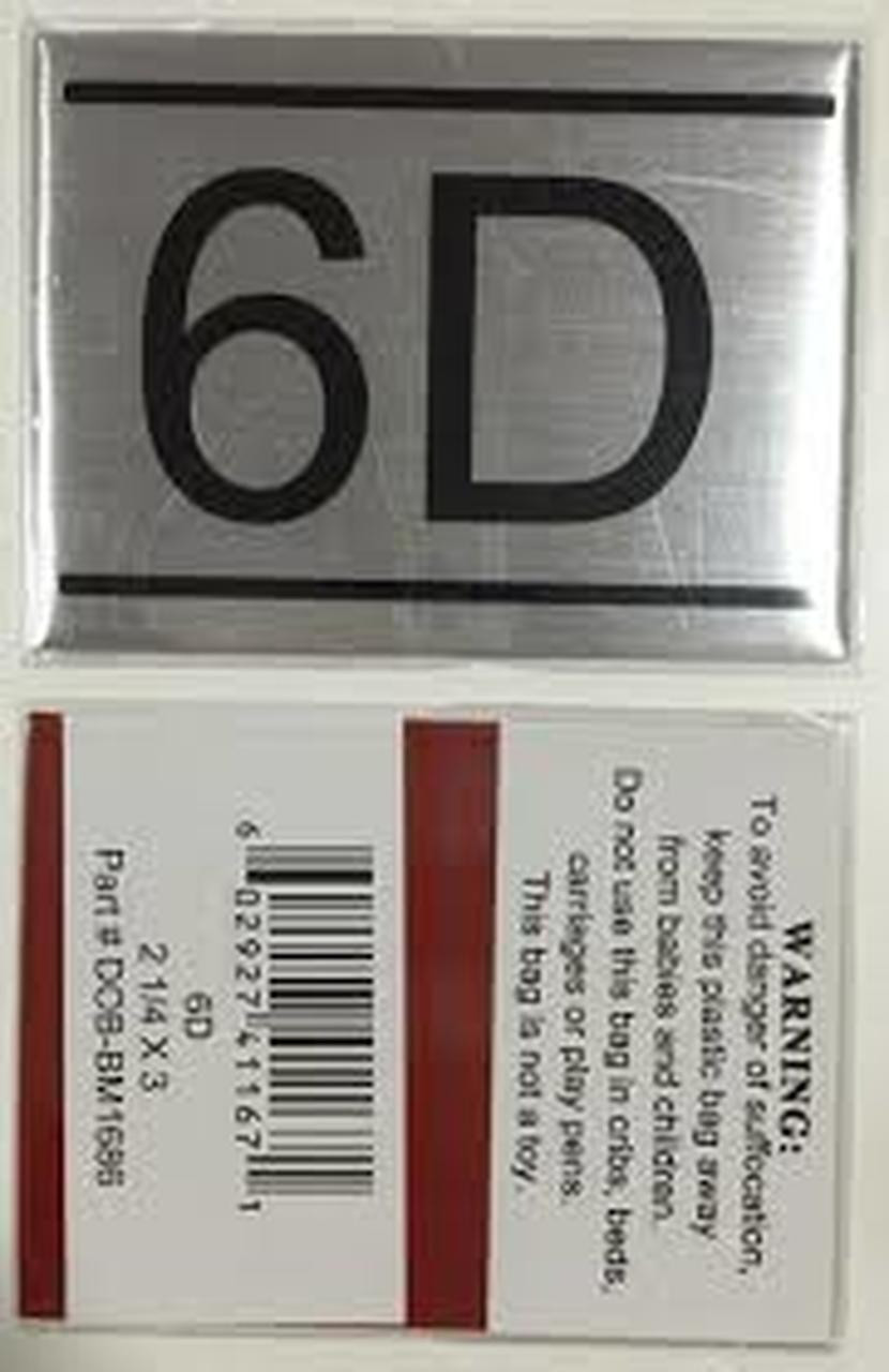 APARTMENT NUMBER SIGN -6D -BRUSHED ALUMINUM (2.25X3, Aluminium))