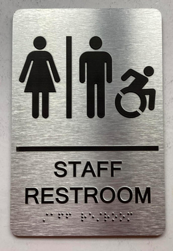 Restroom / Unisex ADA Compliant sign with Raised letters/Image & Grade 2 Braille - Includes Red Adhesive pad for Easy Installation Restroom / Unisex ADA Compliant sign with Raised letters/Image & Grade 2 Braille - Includes Red Adhesive pad for Easy Installation