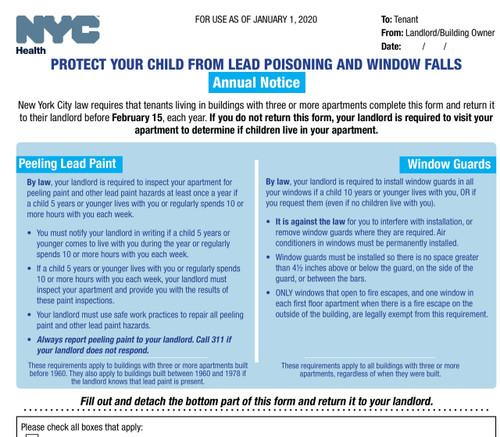 Windows guard and lead paint notice 2020 English/ Spanish Windows guard and lead paint notice 2020 English/ Spanish