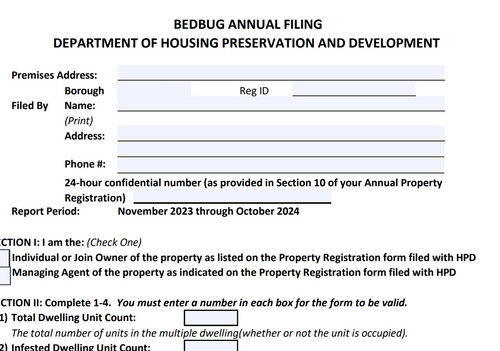 Bedbug Annual Report Form