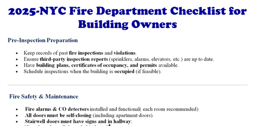 2025-NYC Fire Department Checklist for Building Owners