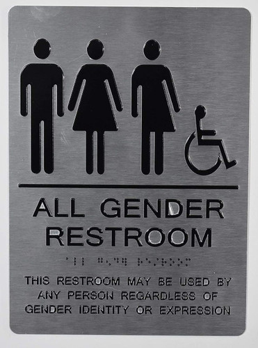 All Gender Restroom ACCESSIBLE Sign This Restroom May BE Used by Any Person REGARDLESS of Gender Identity OR Expression -