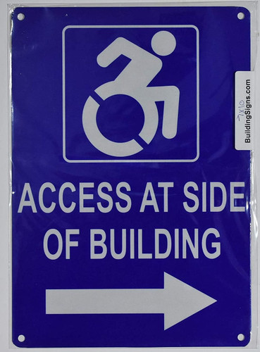 Access at Side of Building Right Arrow Sign-Tactile Signs