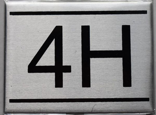 APARTMENT NUMBER Sign4H -BRUSHED ALUMINUM