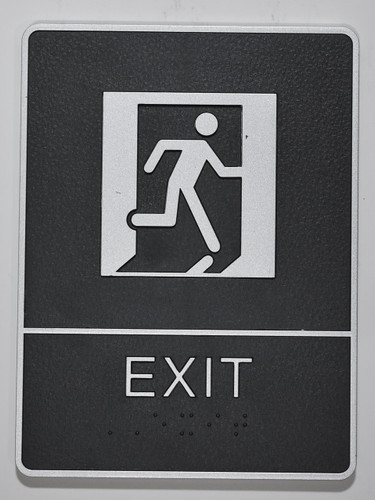 EXIT Sign- BLACK- BRAILLE