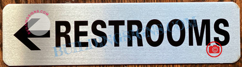 RESTROOMS LEFT SignBRUSHED ALUMINUM