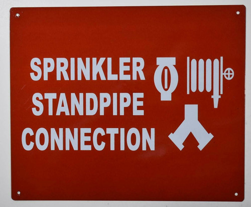 Sprinkler Standpipe Connection Sign with English Text and Symbol Sign
