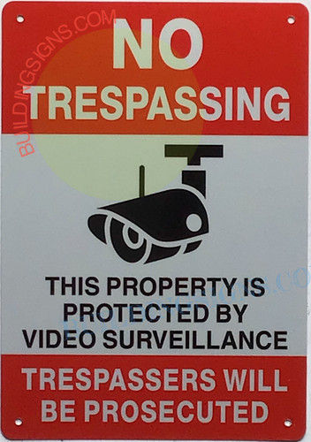 NO TRESPASSING THIS PROPERTY IS PROTECTED BY VIDEO SURVEILLANCE SIGN NO TRESPASSING THIS PROPERTY IS PROTECTED BY VIDEO SURVEILLANCE SIGN