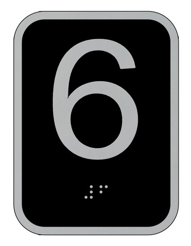 Elevator floor number 6 sign- Elevator Jamb Plate 6 Elevator floor number 6 sign- Elevator Jamb Plate 6