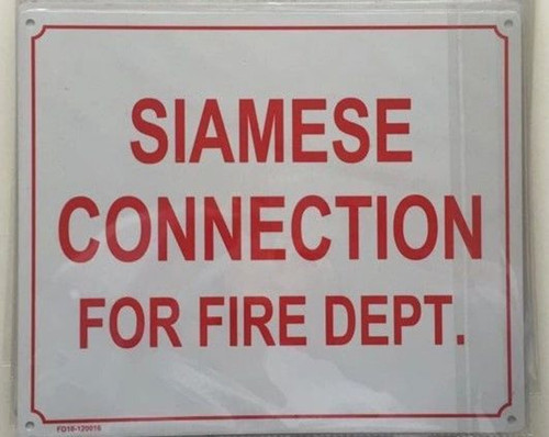 SIAMESE CONNECTION FOR FIRE DEPARTMENT -SIGN