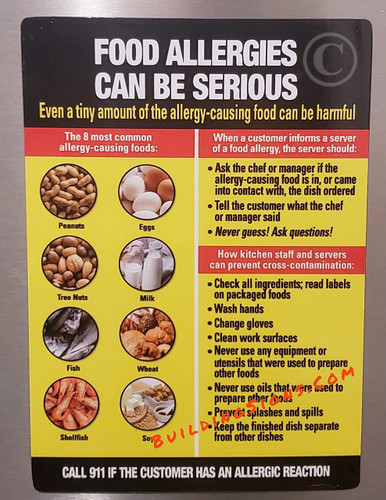 Chef Refrigerator Magnet Food Allergy Notice - Restaurant Food Allergy Sign Chef Refrigerator Magnet Food Allergy Notice - Restaurant Food Allergy Sign