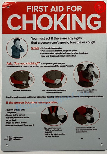 FIRST AID FOR CHOKING SIGN- Restaurant chocking sign FIRST AID FOR CHOKING SIGN- Restaurant chocking sign