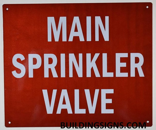 Main sprinkler valve sign