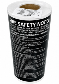 100 PCS Fire Safety Notice Sticker Roll –  DOOR FIRE SAFETY NOTICE -NON FIRE PROOF BUILDING  (COMBUSTIBLE, Stickers SIZE 6X9, Black)