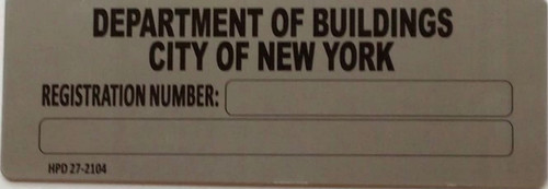 HPD NYC BUILDING REGISTRATION NUMBER silver