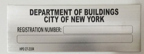 Building registration number sign silver Building registration number sign silver