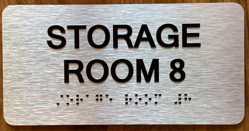 Storage Room 8 Sign with Raised Letters & Grade 2 Sign