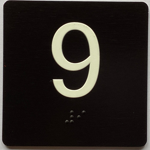 Elevator 9 Sign Elevator Jamb Plate Sign
