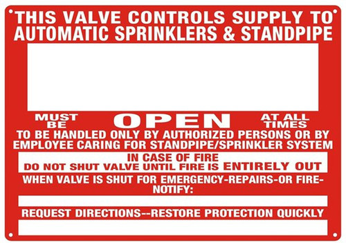 This Valve Control Supply to Automatic Sprinkler and Standpipe Sign - This Valve Control Supply to Automatic Sprinkler and Standpipe Sign -