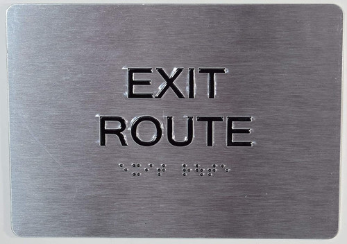 Exit Route Sign - Braille Sign with Raised Tactile Graphics and Letters