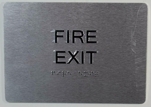 FIRE EXIT Sign with Tactile Text and Braille Sign - FIRE EXIT Sign with Tactile Text and Braille Sign -