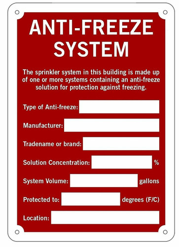 Anti-Freeze System SIGN