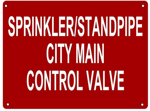 Sprinkler/Standpipe City Main Control Valve Sign