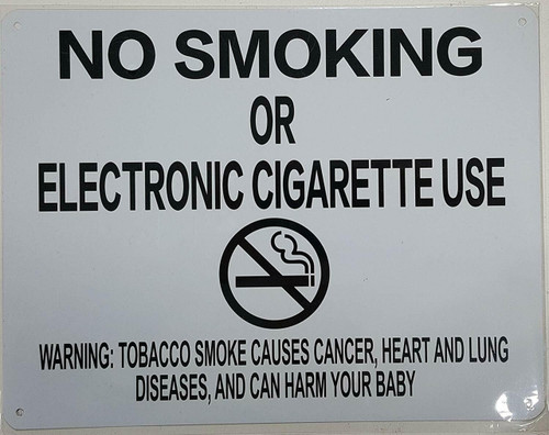 No Smoking or Electronic Cigarette Use Sign – 8.5x11 Aluminum, Non-Reflective, Wall Mount | NYC Local Law 141 Compliant( warning white) No Smoking or Electronic Cigarette Use Sign – 8.5x11 Aluminum, Non-Reflective, Wall Mount | NYC Local Law 141 Compliant( warning white)