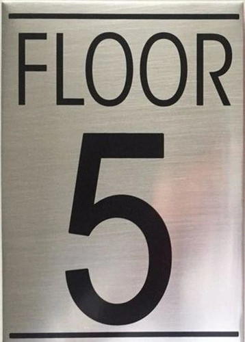 FLOOR 5 SIGN (BRUSHED Silver, 4x5.75, double sided tape)-Delicato line FLOOR 5 SIGN (BRUSHED Silver, 4x5.75, double sided tape)-Delicato line