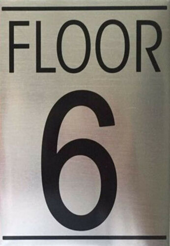 FLOOR 6 SIGN (BRUSHED Silver, 4x5.75, double sided tape)-Delicato line FLOOR 6 SIGN (BRUSHED Silver, 4x5.75, double sided tape)-Delicato line
