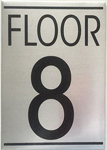 FLOOR 8 SIGN (BRUSHED Silver, 4x5.75, double sided tape)-Delicato line FLOOR 8 SIGN (BRUSHED Silver, 4x5.75, double sided tape)-Delicato line