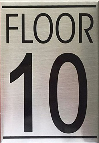 FLOOR 10 SIGN (BRUSHED Silver, 4x5.75, double sided tape)-Delicato line FLOOR 10 SIGN (BRUSHED Silver, 4x5.75, double sided tape)-Delicato line