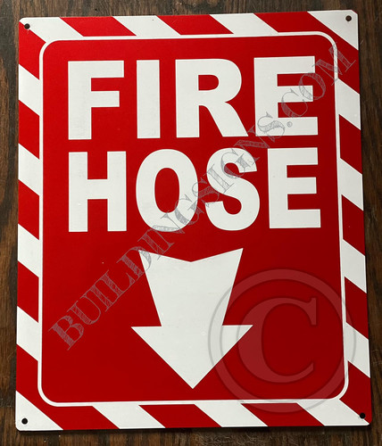 FIRE Hose Arrow Down Sign FIRE Hose Arrow Down Sign