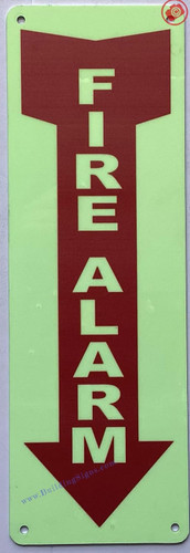 Photoluminescent FIRE ALARM SIGN WITH ARROW DOWN/GLOW IN THE DARK FIRE ALARM ARROW DOWN SIGN Photoluminescent FIRE ALARM SIGN WITH ARROW DOWN/GLOW IN THE DARK FIRE ALARM ARROW DOWN SIGN