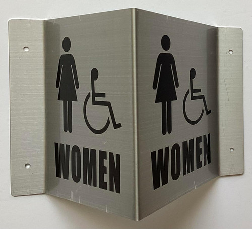 Corridor Women restroom accessible sign-Women restroom accessible Hallway sign