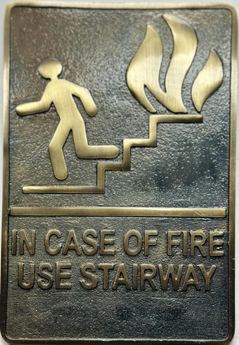 Cast Aluminum IN CASE OF FIRE USE STAIRWAY sign Cast Aluminum IN CASE OF FIRE USE STAIRWAY sign