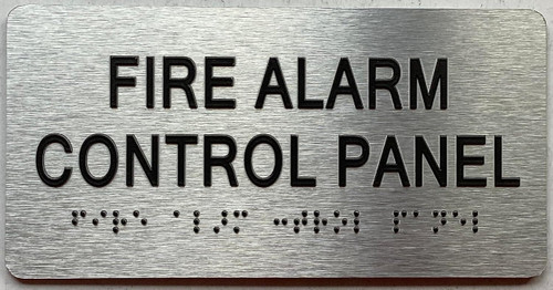 FIRE ALARM CONTROL PANEL sign with Raised letters/Image & Grade 2 Braille - Includes Red Adhesive pad for Easy Installation