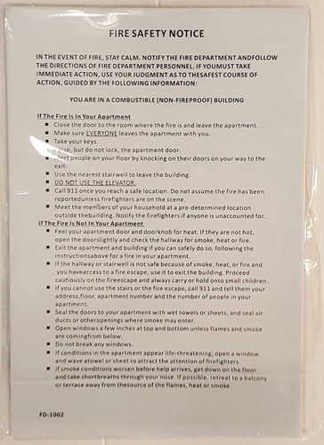 Door Fire Safety Notice Sign- Non Fire Proof Building
