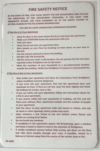 Door Fire Safety Notice Sign- Fire Proof Building