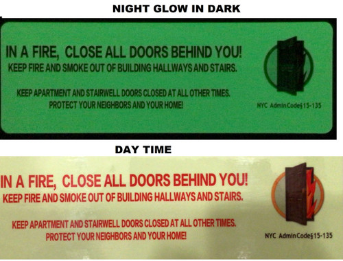 nyc in a fire close the door sign