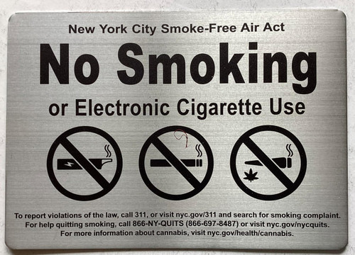 NYC NO SMOKING OR ELECTRONIC CIGARETTES SIGN