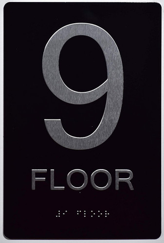 Black Floor number -Tactile Graphics Grade 2 Braille Text with raised letters Sign Black Floor number -Tactile Graphics Grade 2 Braille Text with raised letters Sign