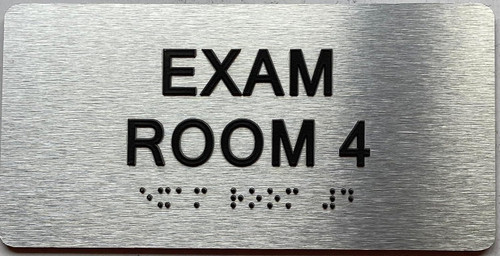 EXAM ROOM signS with Raised letters/Image & Grade 2 Braille - Includes Red Adhesive pad for Easy Installation
