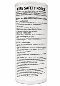 HPD FIRE SAFETY NOTICE ROLL STICKERS