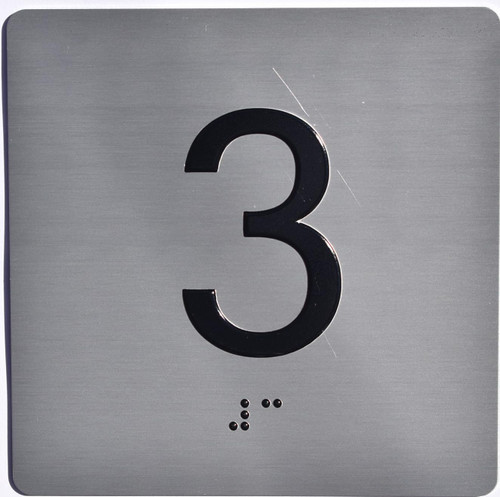 ADA ELEVATOR JAMB PLATE WITH BRAILLE 3RD FLOOR SIGN